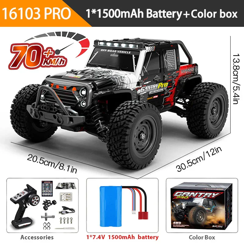 1:16 70KM/H Or 50KM/H 4WD RC Car With LED Remote Control Cars High Speed Drift Monster 4x4 Truck for Kids vs Wltoys 144001 Toys - Image 9