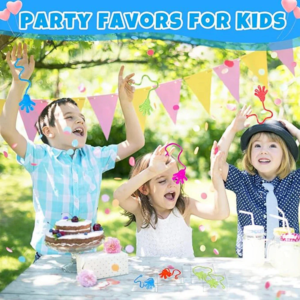 12PCS for Kids Adult Glitter Sticky Hands Mini Stretchy Stress Relief Sensory Toys Party Favors Supplies Goodie Bag Stuffers - Image 4