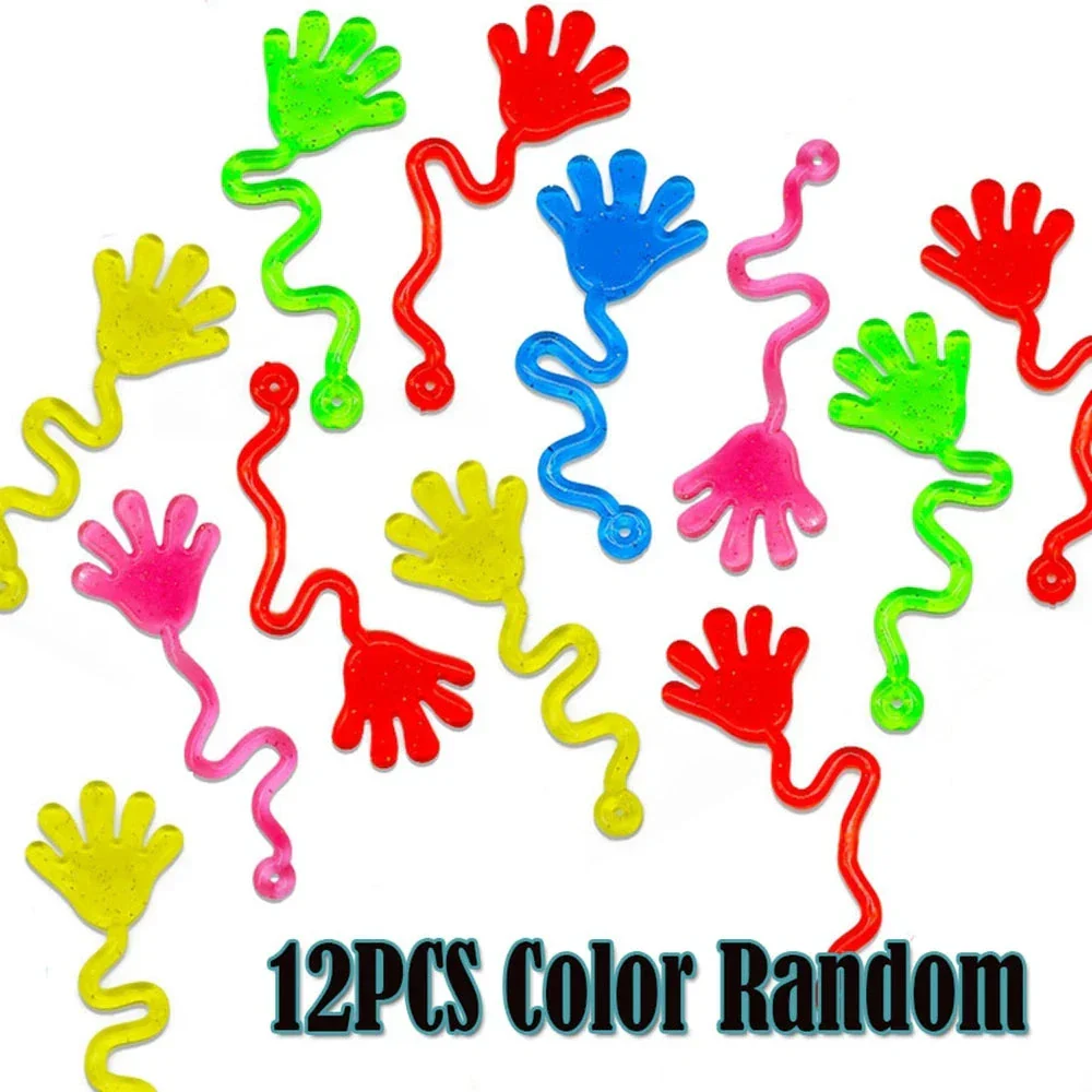 12PCS Glitter Sticky Hands Toys – Stretchy Sensory Party Favors - Image 7