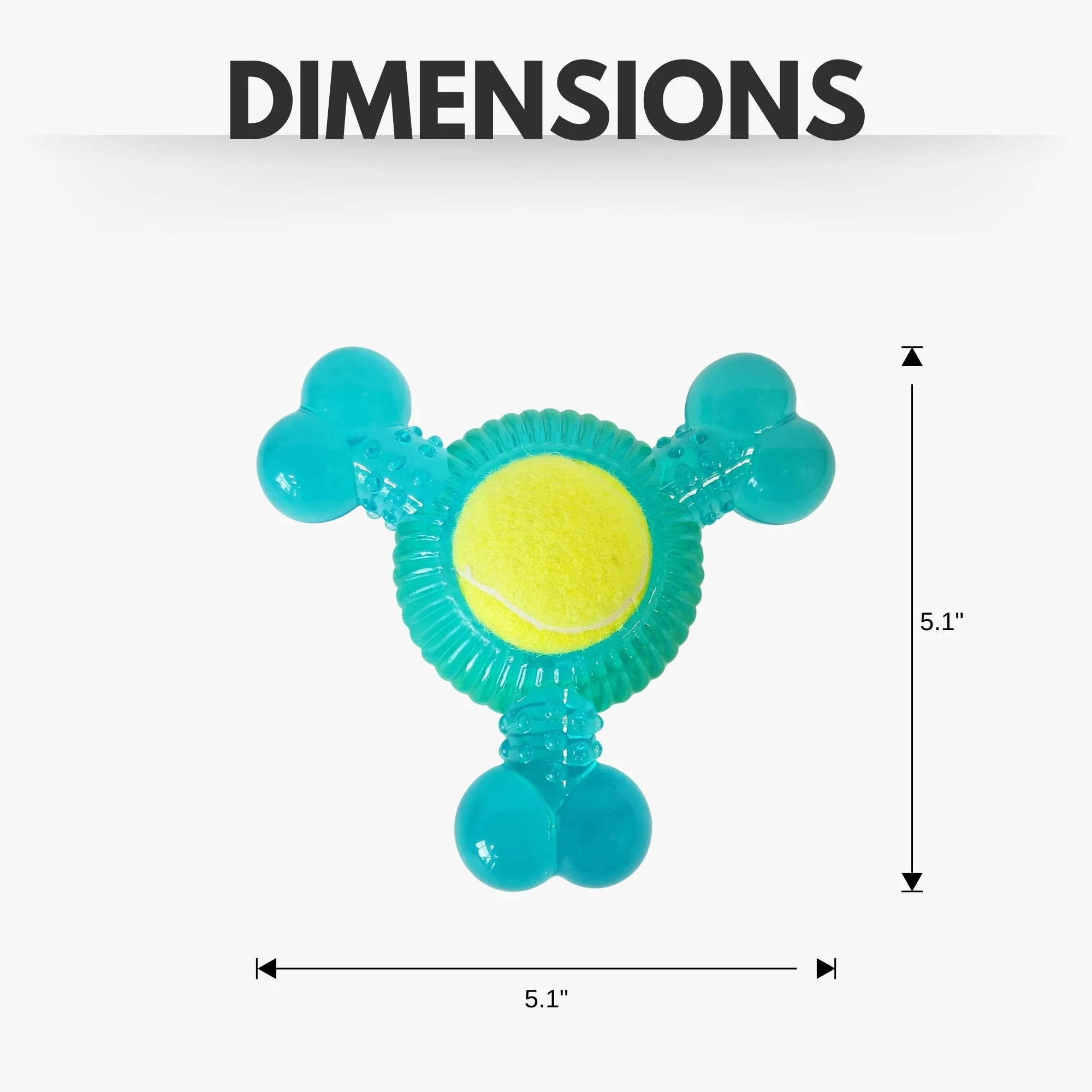 3-Bone TPR Chew Toy with Squeaker & Tennis Ball for Dogs – Removable Ball & Interactive Play - Image 3