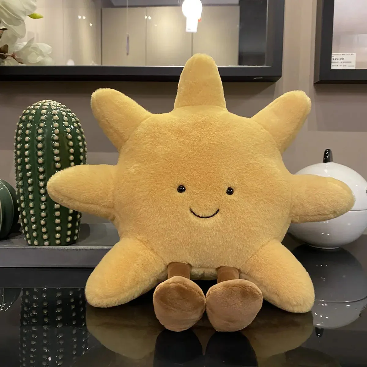 Adorable Smile Face White Moon Yellow Sun Plushie Stuffed Cute Cartoon Weather Plush Toy for Kid Bedroom Decor Sofa Throw Pillow - Image 8
