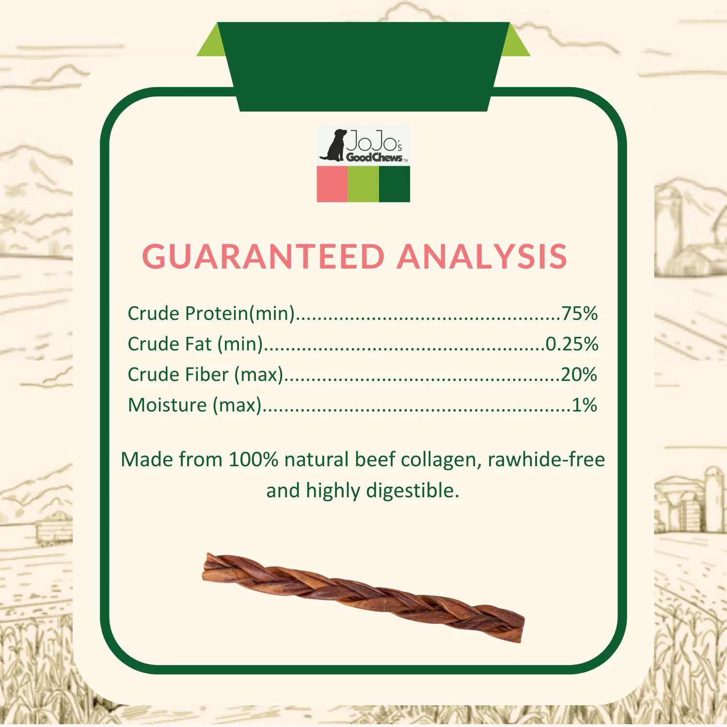 All-Natural Braided Collagen Stick Dog Treats, Supports Joint, Skin & Coat Health – 12-Inch Standard (25/Case) - Image 6