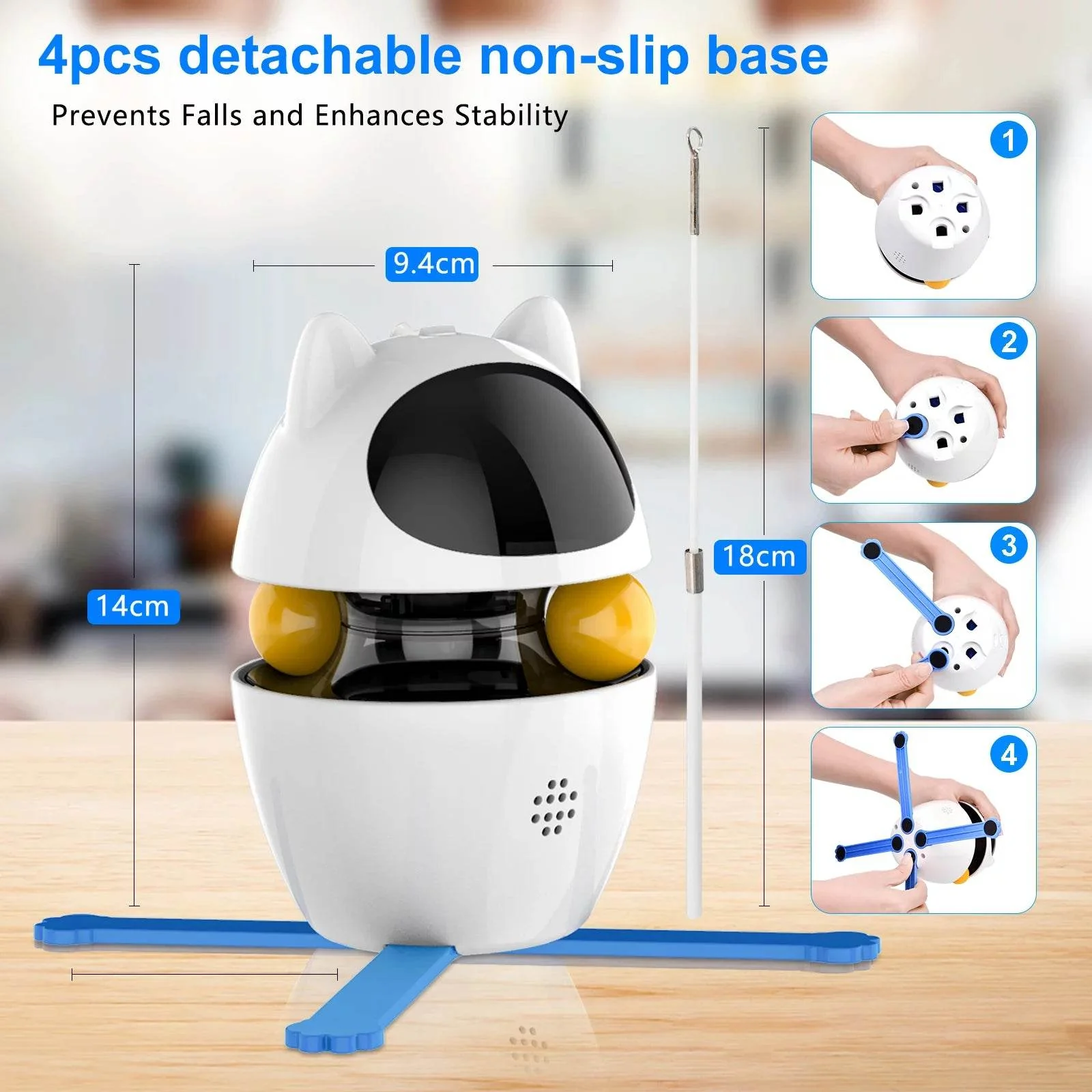 Automatic 3 in 1 Interactive Cat Toy with Laser and Feather for Indoor - Image 6