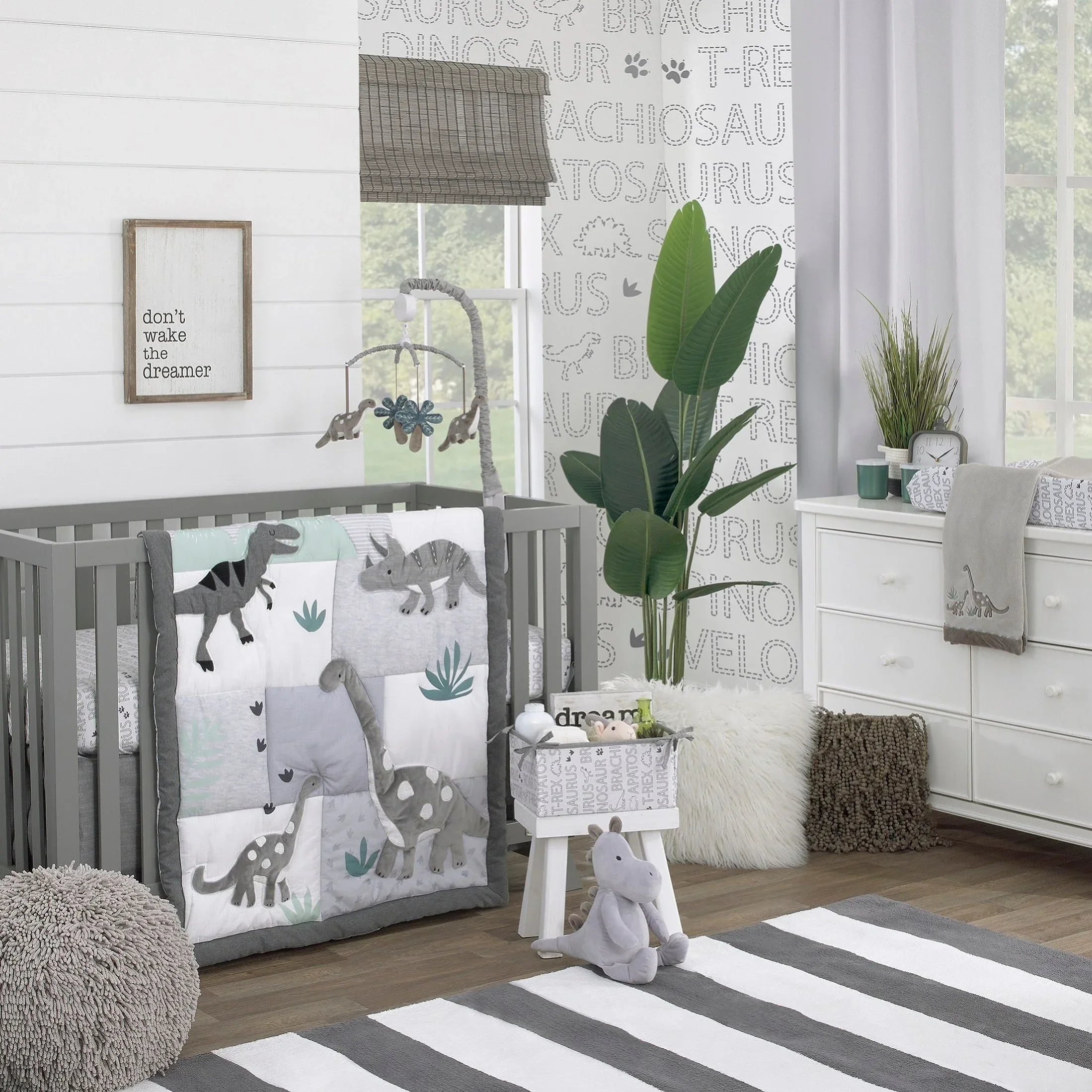 Baby-Saurus Gray Brontosaurus and Palm Tree Musical Mobile - Image 4