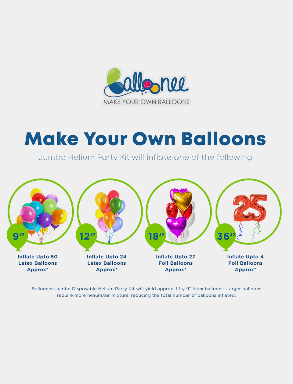 Balloonee Jumbo Disposable Helium Party Kit - Combo Pack of 3 - Image 4