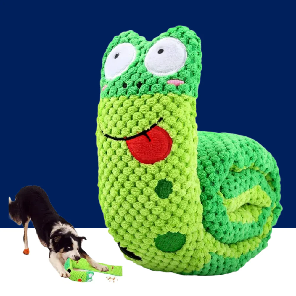 Dog Puzzle Feeder Plush Snail – Interactive Squeaky Chew Toy for Puppies & Dogs