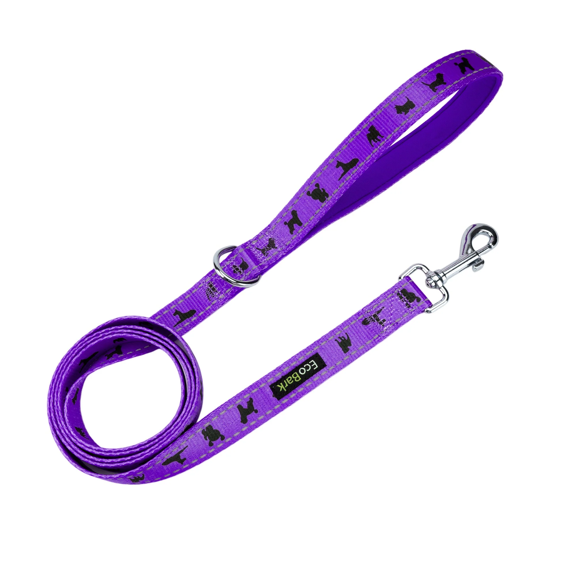 EcoBark Purple Dog Leash- Padded Comfort Grip Leash Dog Pattern - 4ft, 5ft, and 6ft for XS, Small, and Medium Dogs - Image 7