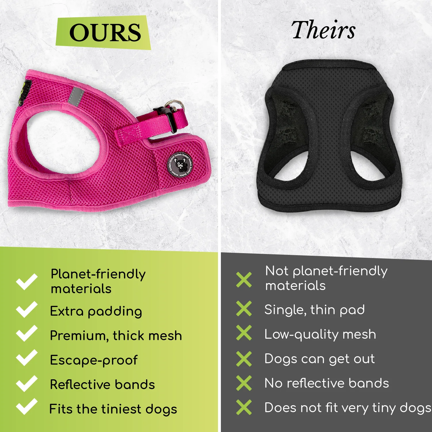 EcoBark Teacup Dog Harness - Step In Soft Mesh Reflective Dog Vest Halter for XXXS to Small Dogs and Puppies - Image 6