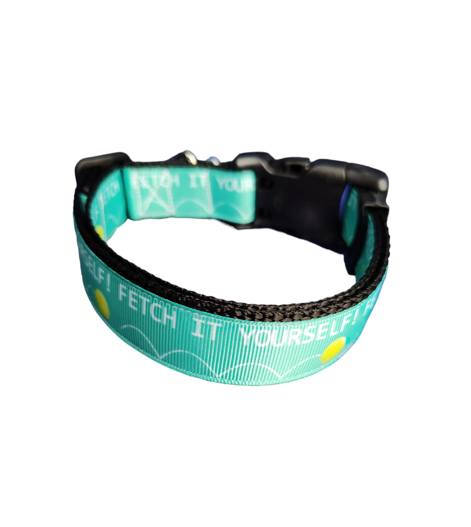 Fetch It Yourself! Black Nylon Dog Collar MD, LG, XL, Leash