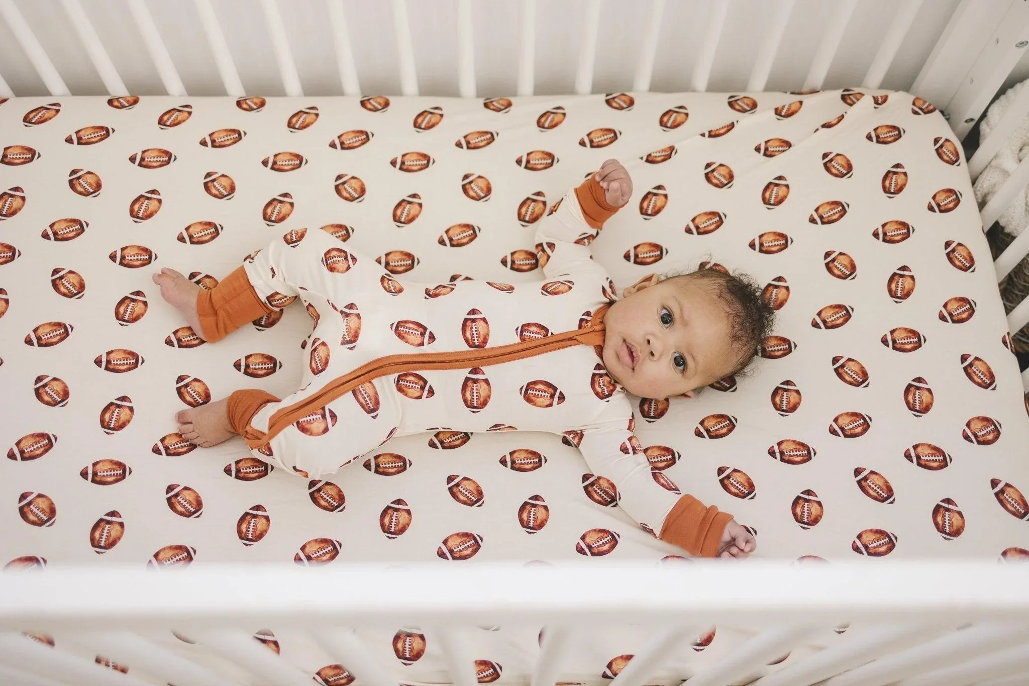 Football Print Bamboo Crib Sheet - Image 10