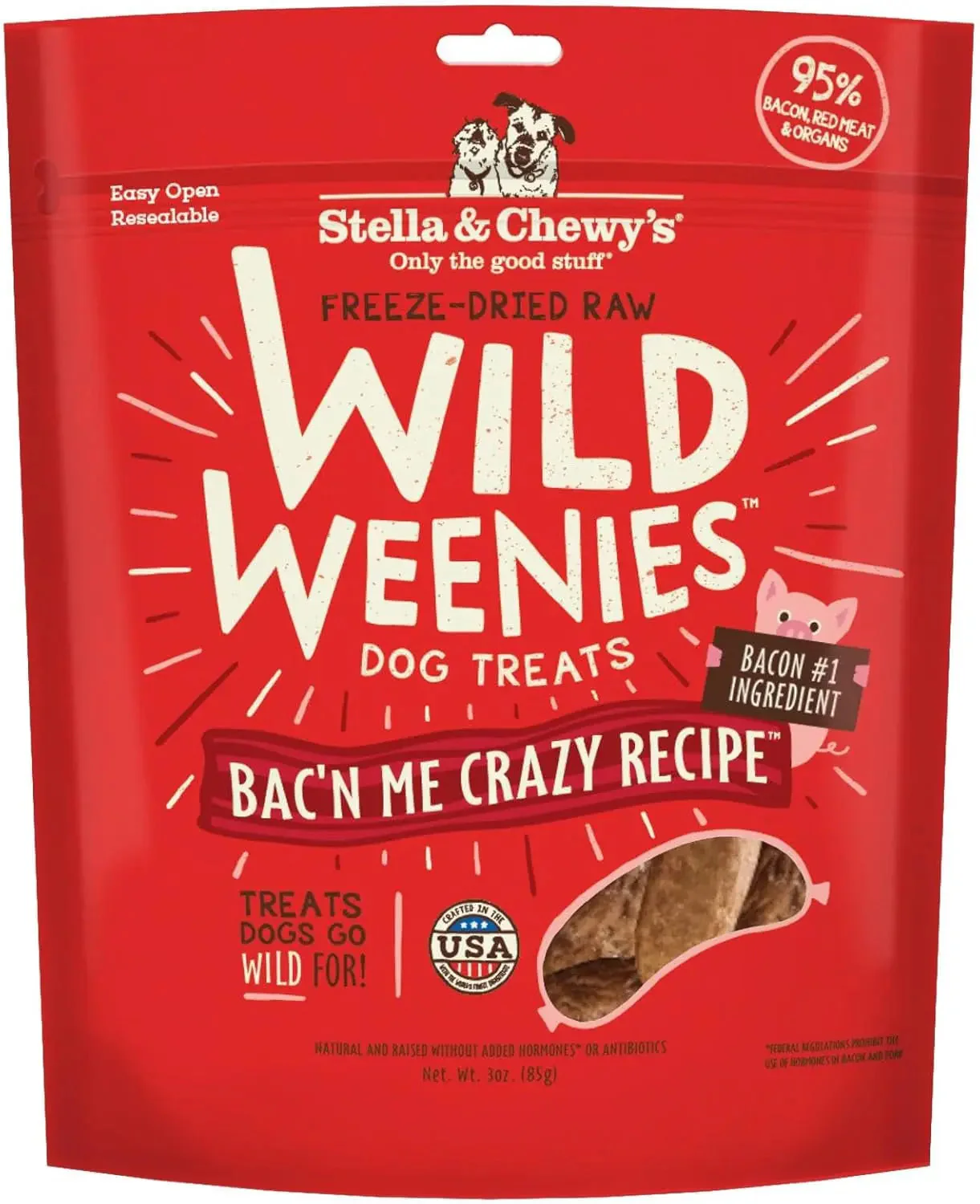 Freeze-Dried Raw Wild Weenies Dog Treats - High-Protein Training Treats for Dogs & Puppies