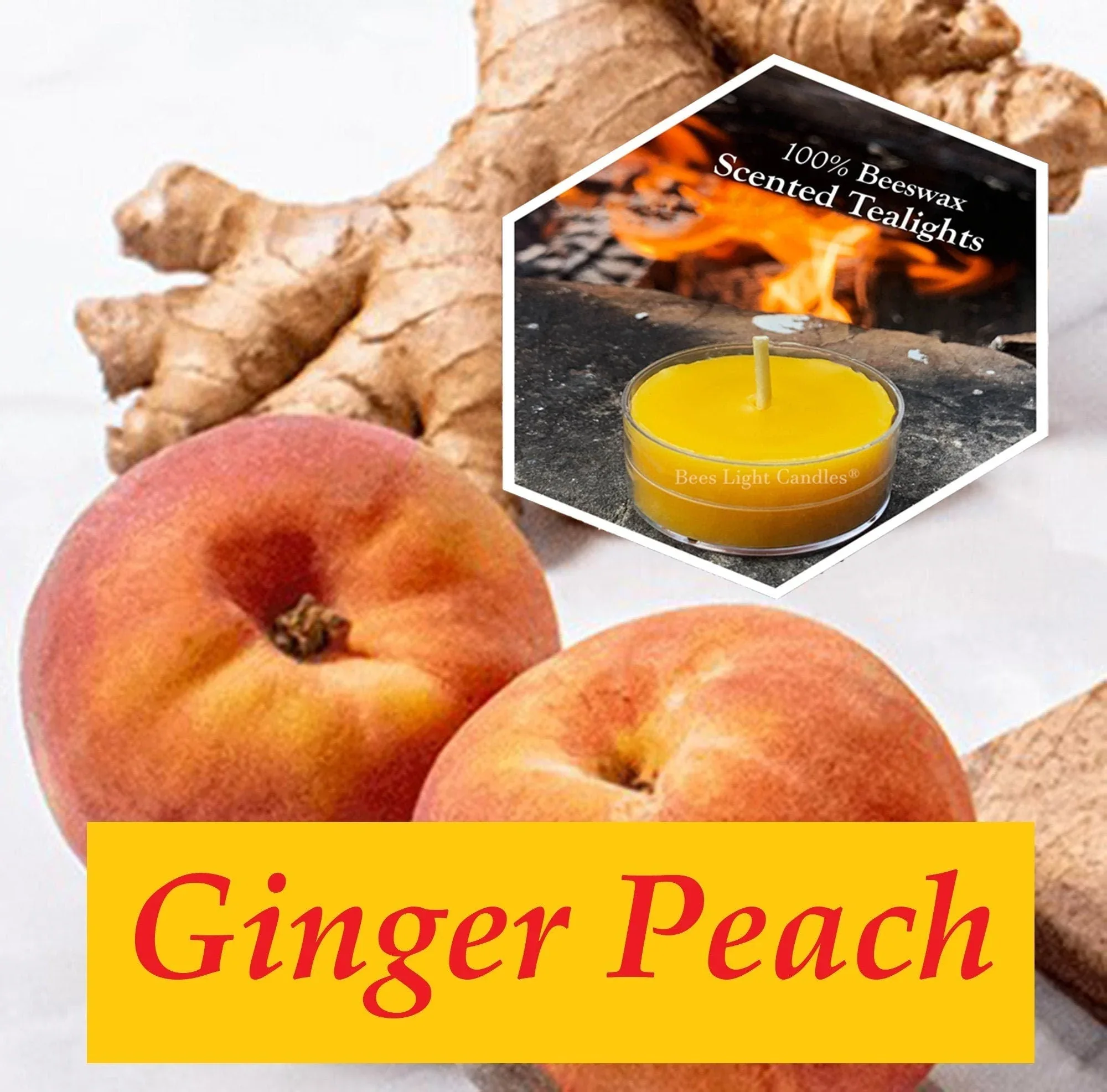 Ginger Peach Scented Beeswax Tealight Candles