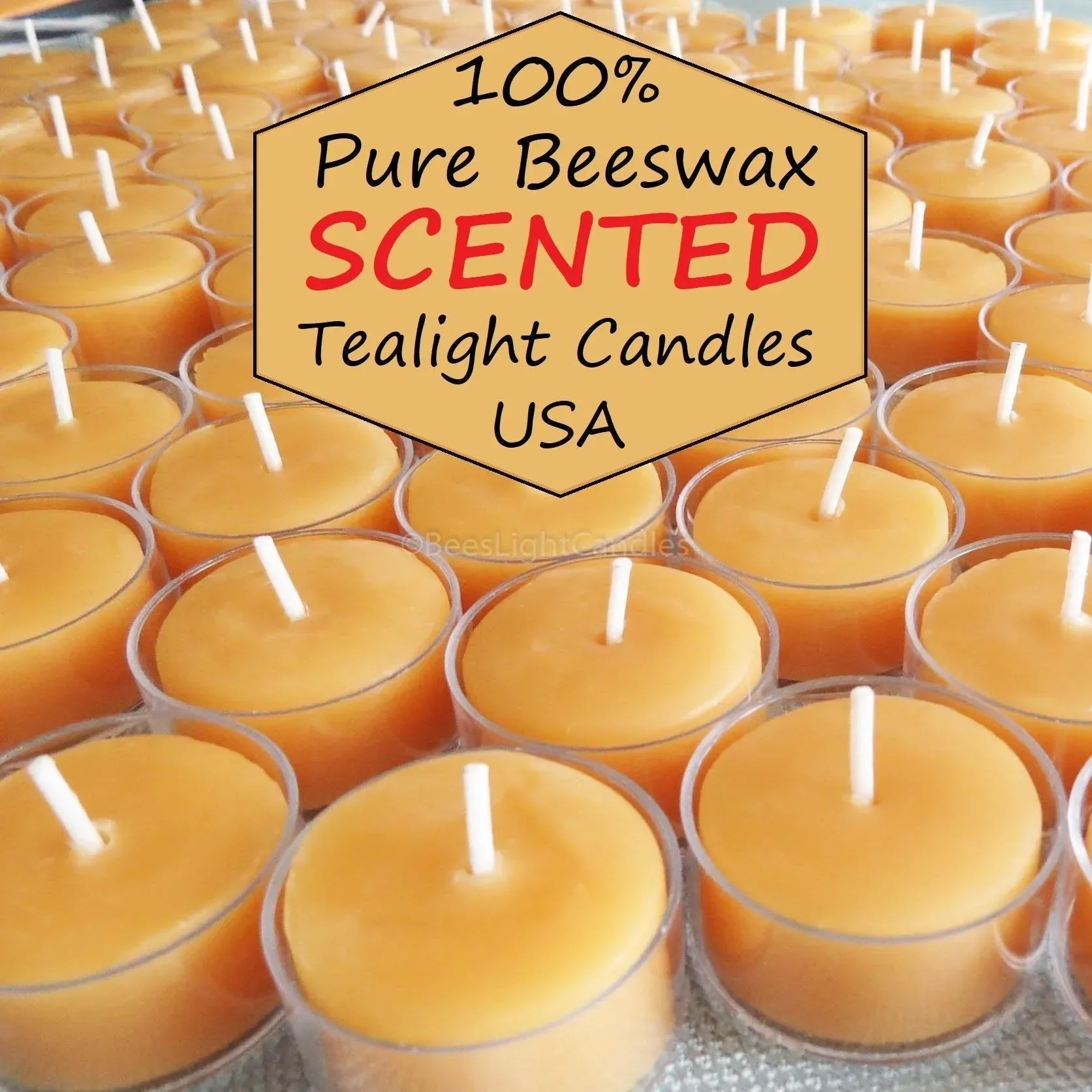 Ginger Peach Scented Beeswax Tealight Candles - Image 2