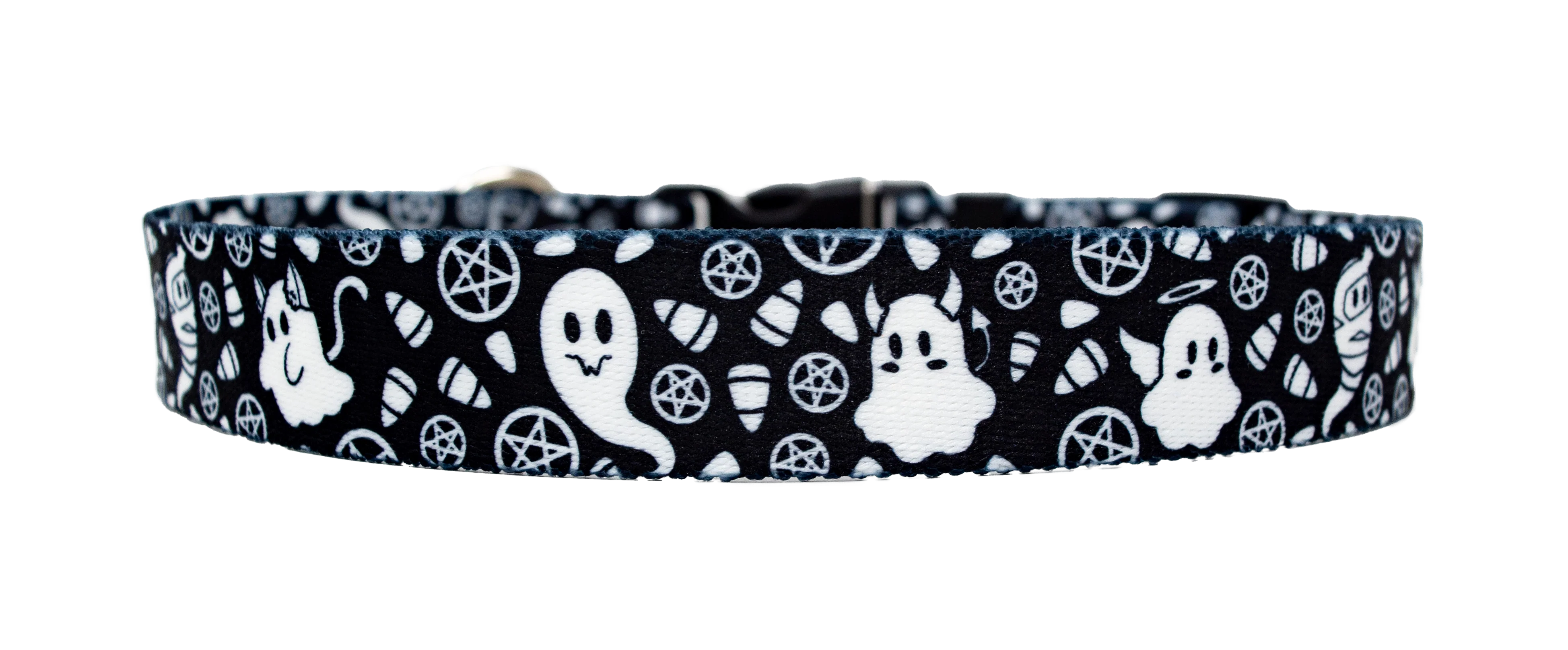 Goth Ghosties Black and White Dog Collar
