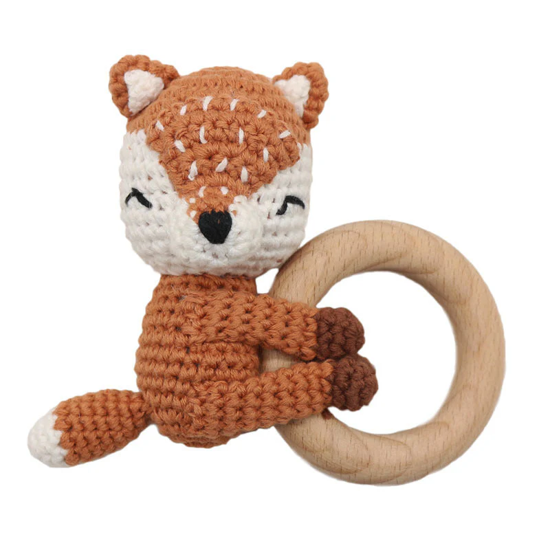Handmade Crochet Fox Elk Rattle Toy Baby Molar Teether - Image 10