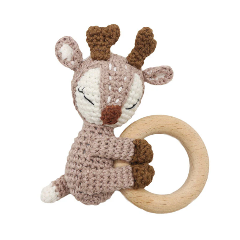 Handmade Crochet Fox Elk Rattle Toy Baby Molar Teether - Image 6