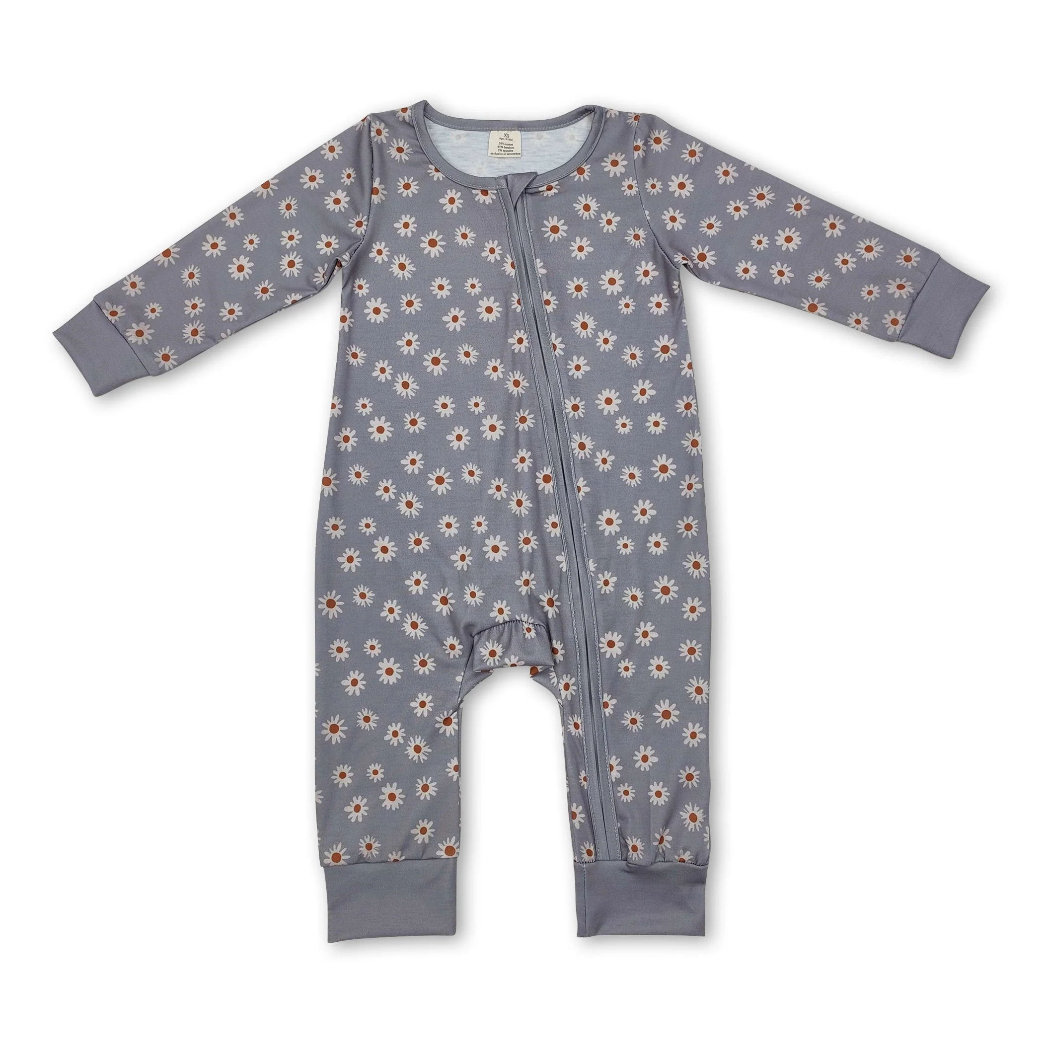 Long sleeves daisy baby girls zipper sleeper