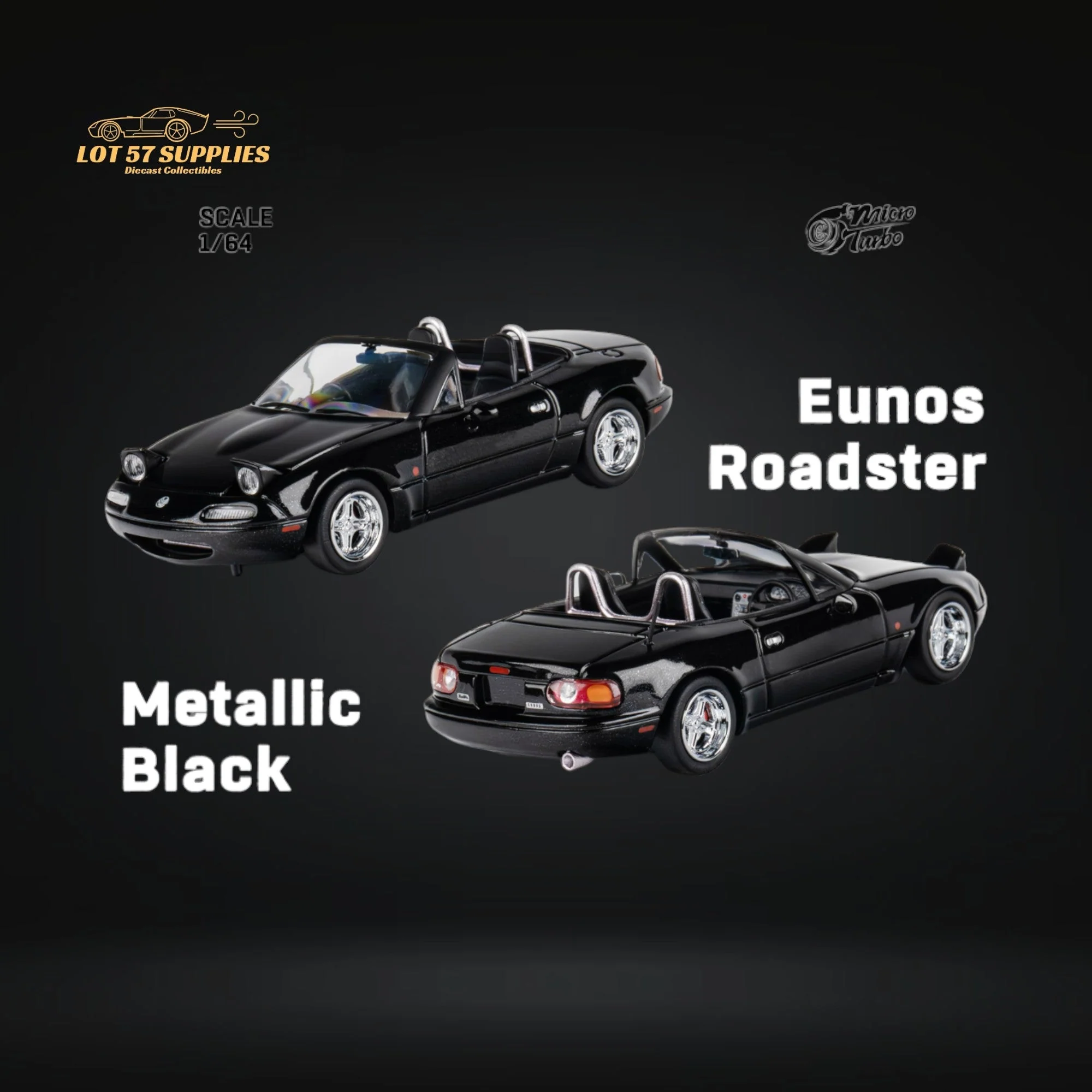 MicroTurbo Eunos Roadster MX-5 Customized Metallic Black 1:64