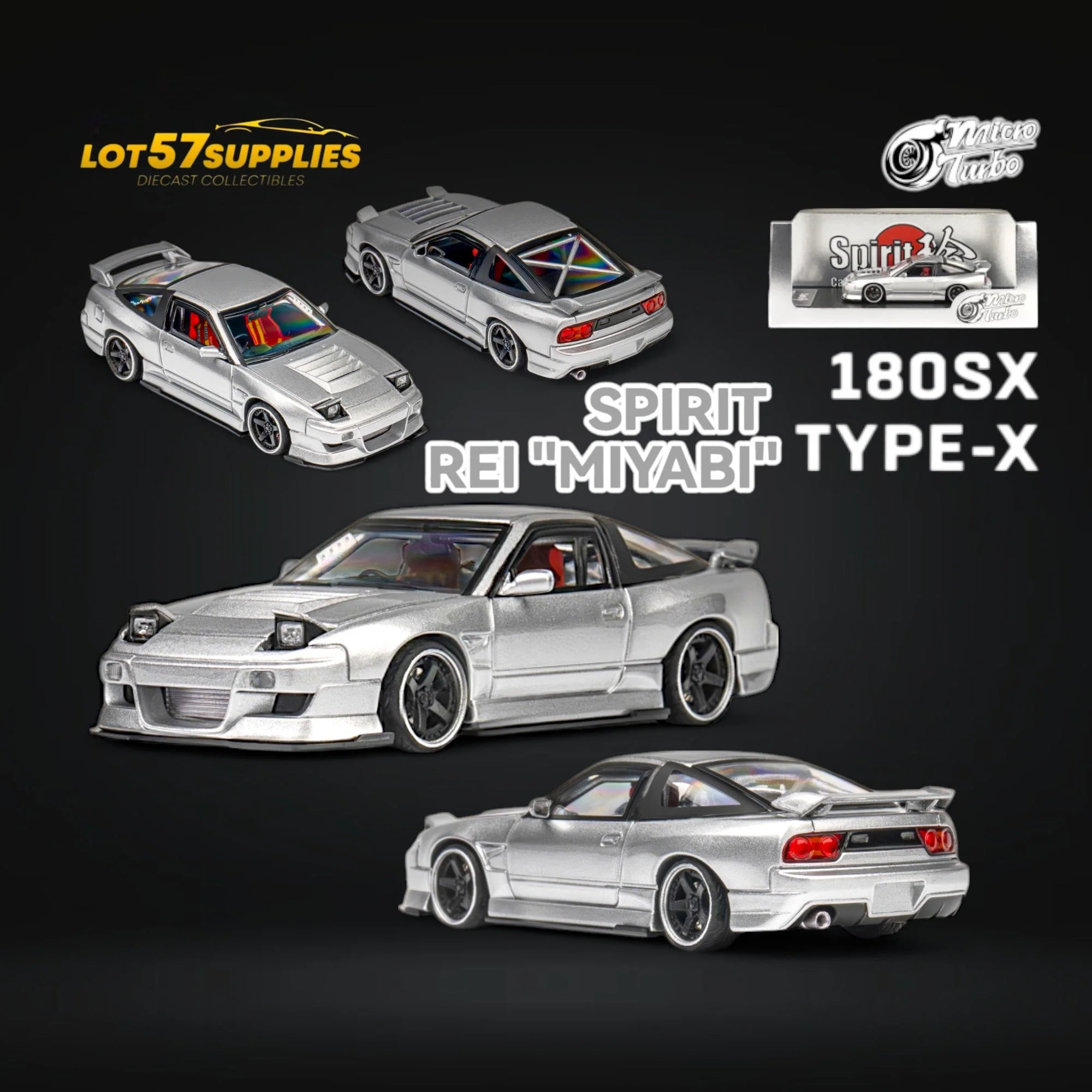 MicroTurbo Nissan 180SX Miyabi Metallic Silver 1:64