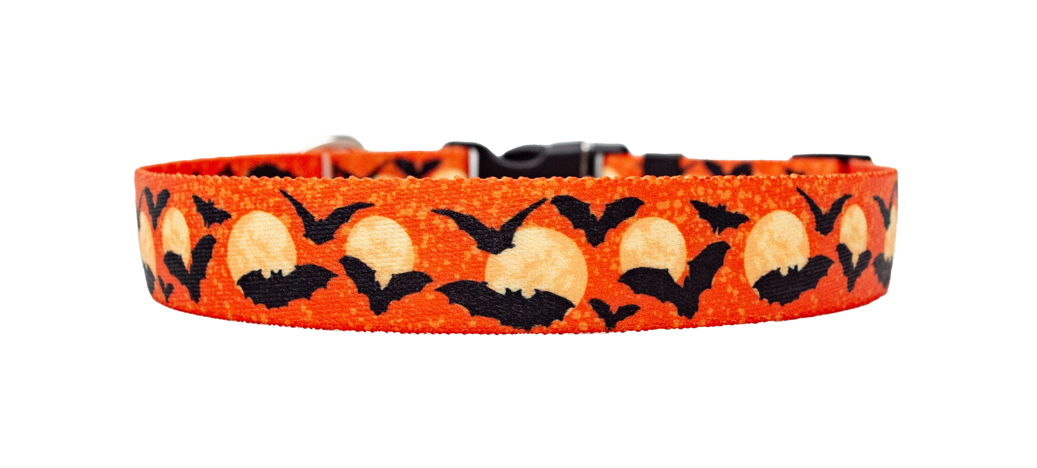 Moon Orange with Bats Dog Collar