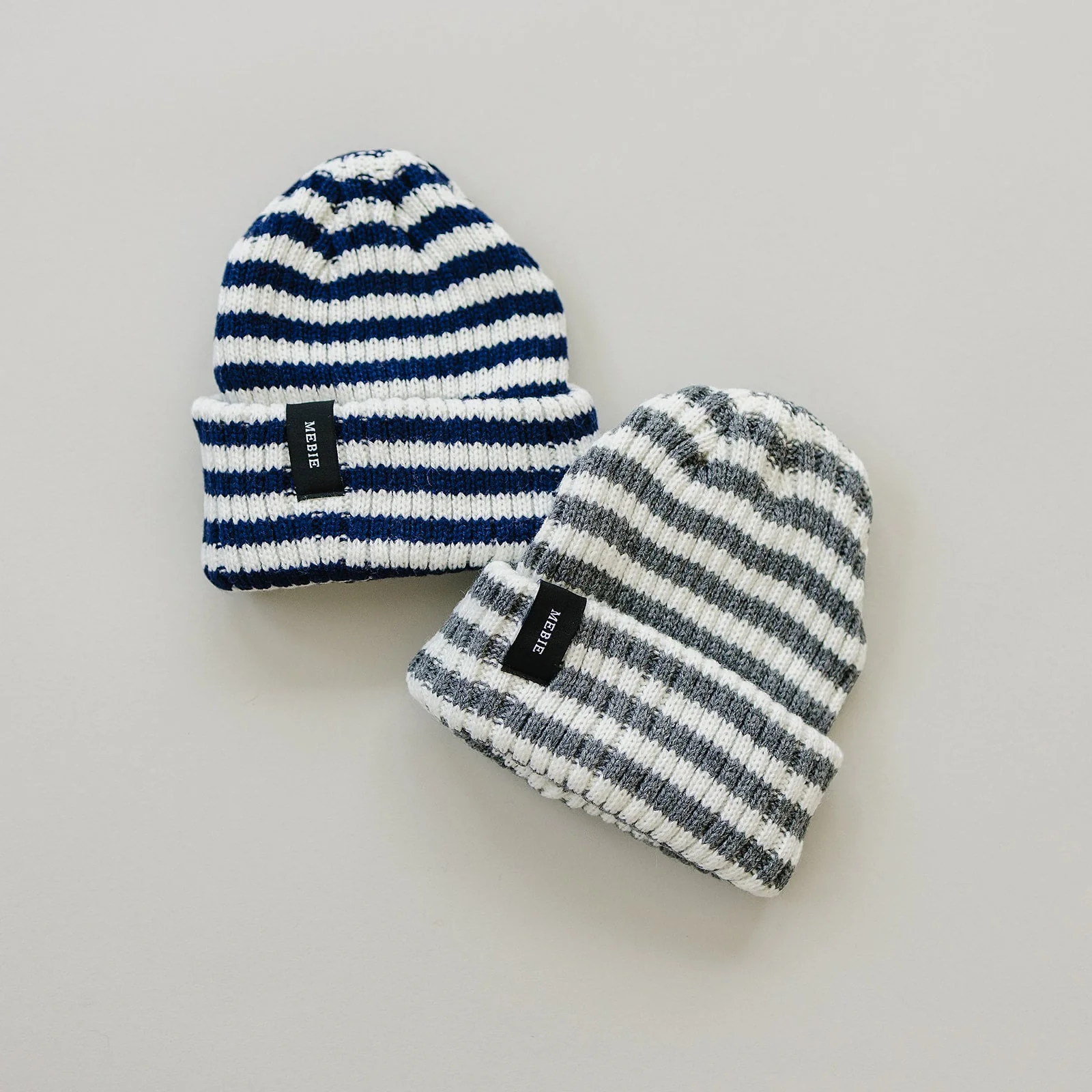 Navy & White Stripe Chunky Knit Beanie - Image 4