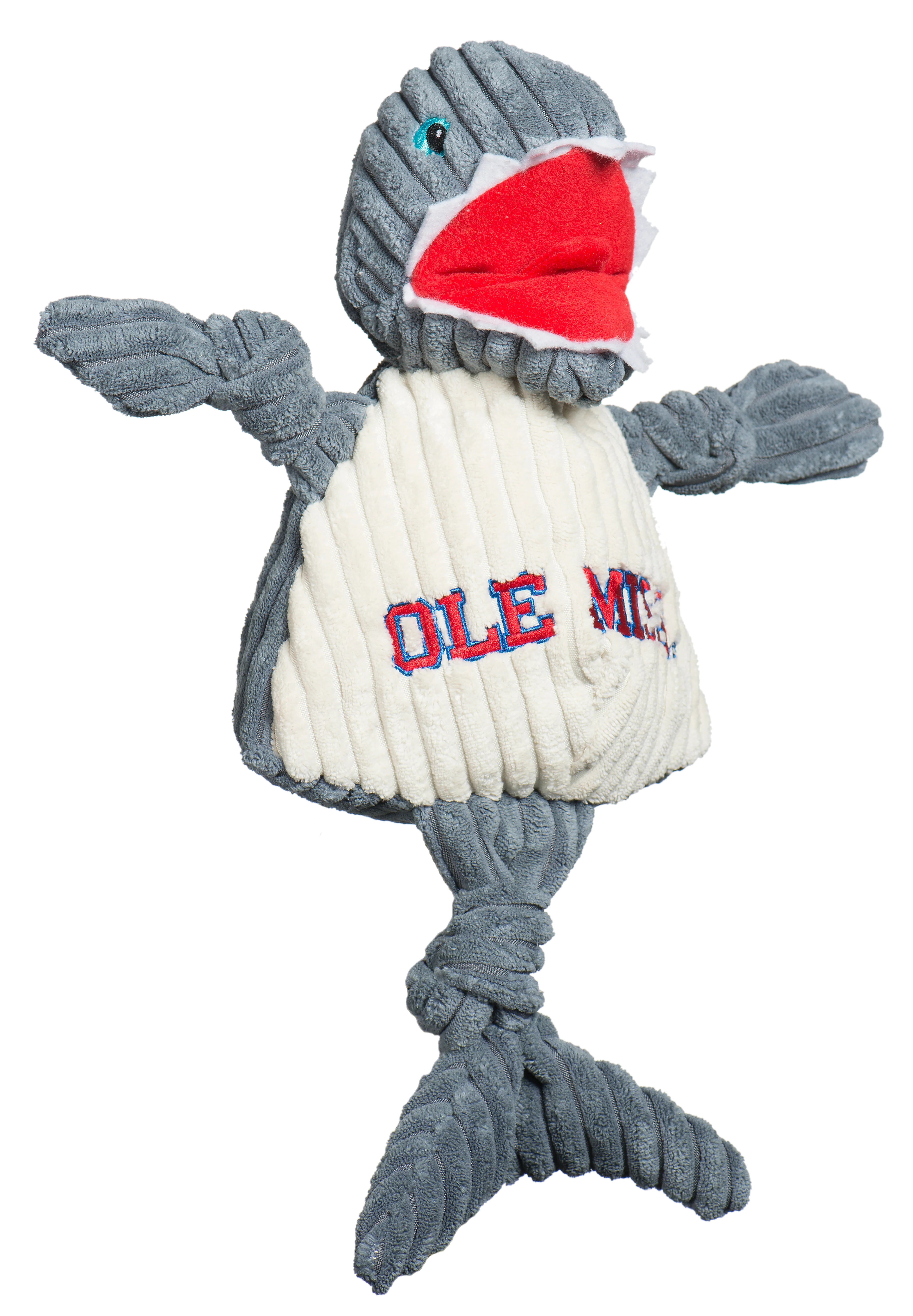 NCAA Ole Miss (U. of Mississippi), Tony Land Shark Knottie® Plush Dog Toy - Image 3
