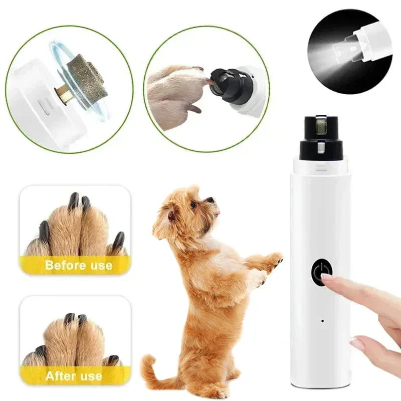 New Electric Pet Nail Grinder – USB Rechargeable LED Dog & Cat Clippers