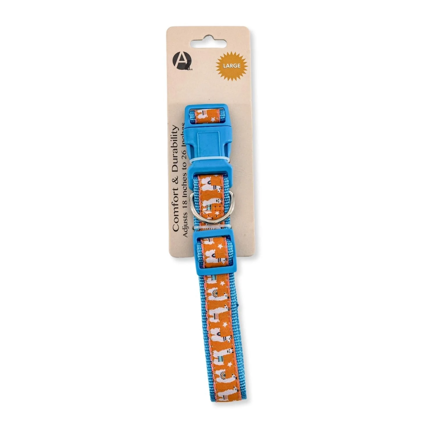 Nylon Dog Collar with Embroidered Llama Design, Adjustable, Comfortable & Secure Fit - Image 4