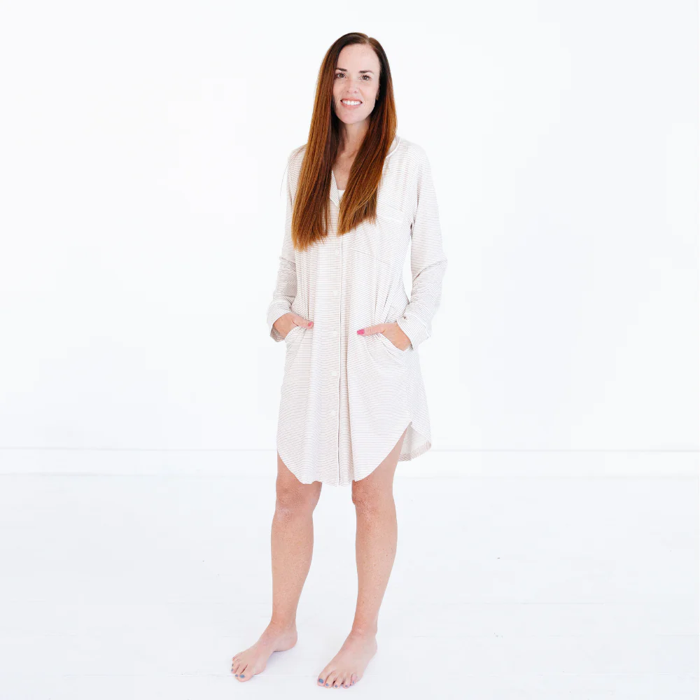 Oatmeal Stripe Bamboo Women's Sleepshirt