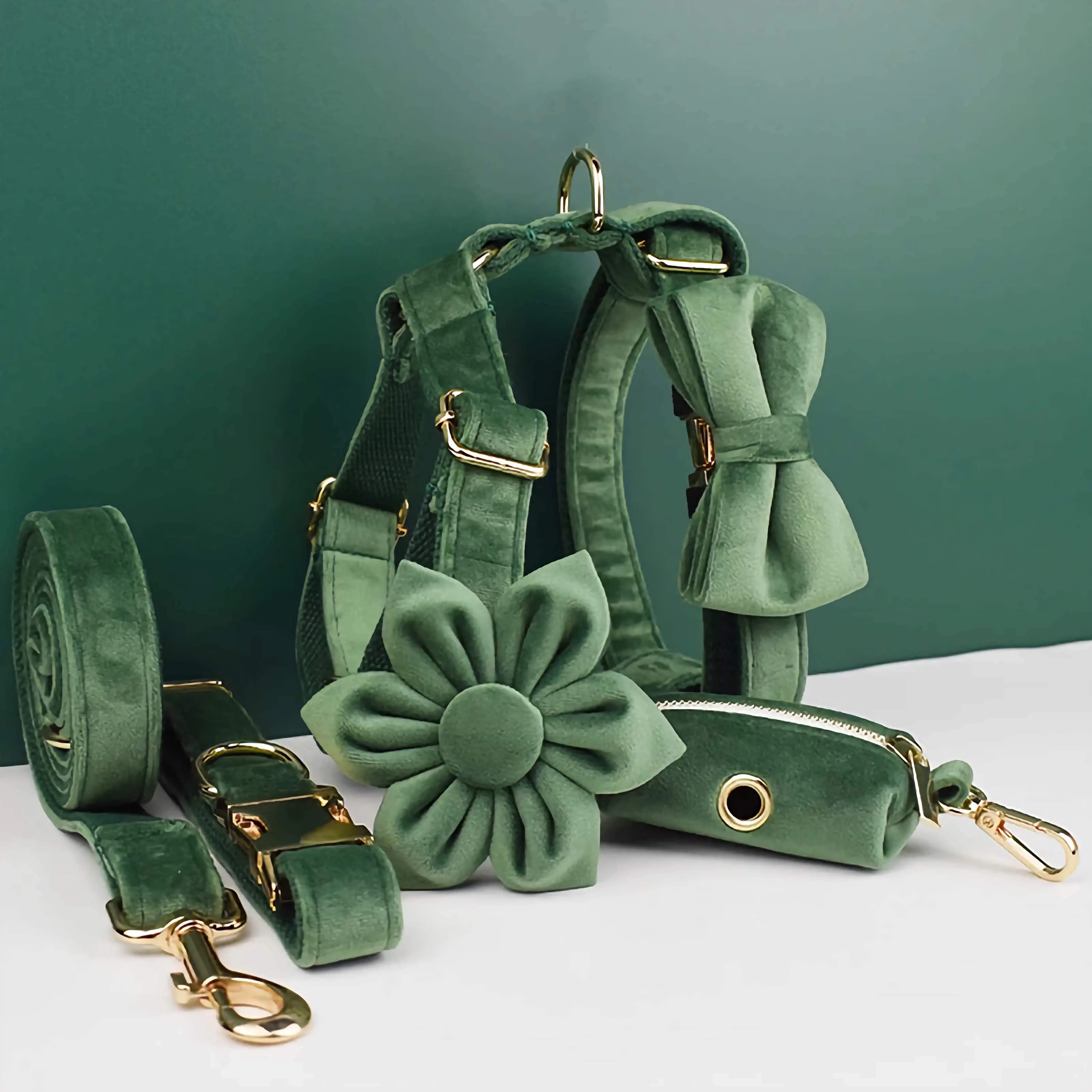 Personalized Forest Green Velvet Classic Set