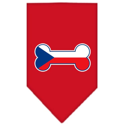 Pet and Dog Bandana Screen Printed, "Bone Shaped Czech Republic Flag" - Image 3