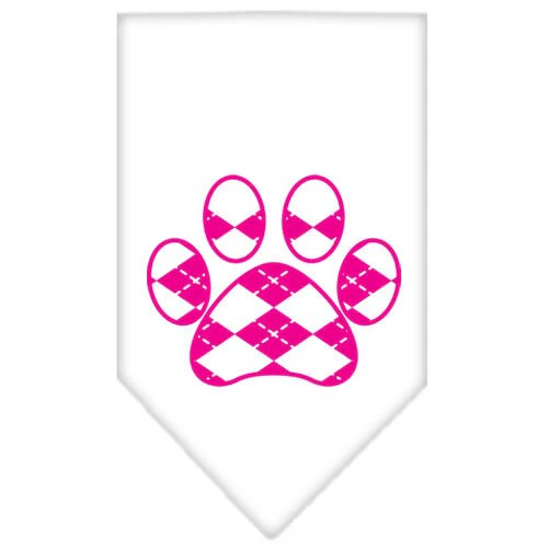 Pet and Dog Bandana Screen Printed, "Pink Argyle Paw" - Image 7