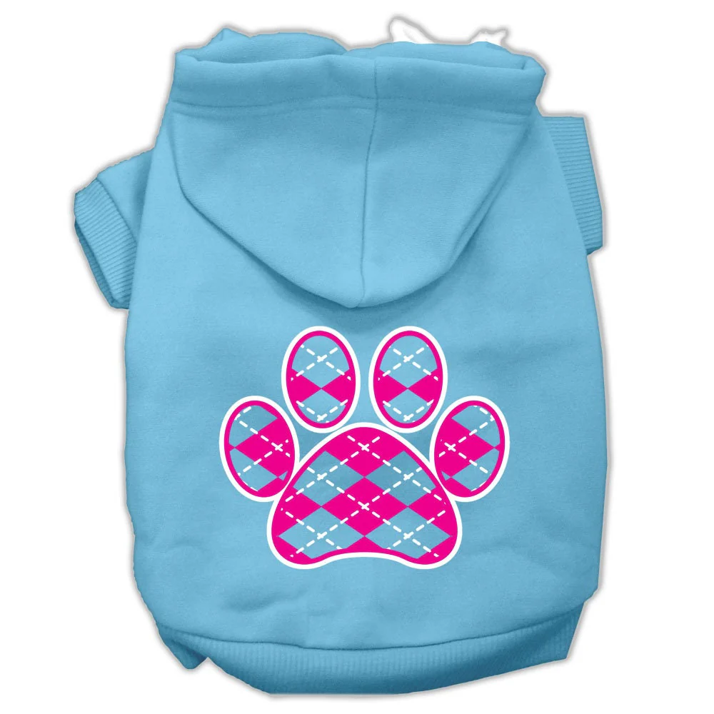 Pet Hoodie "Pink Argyle Paw" - Image 7