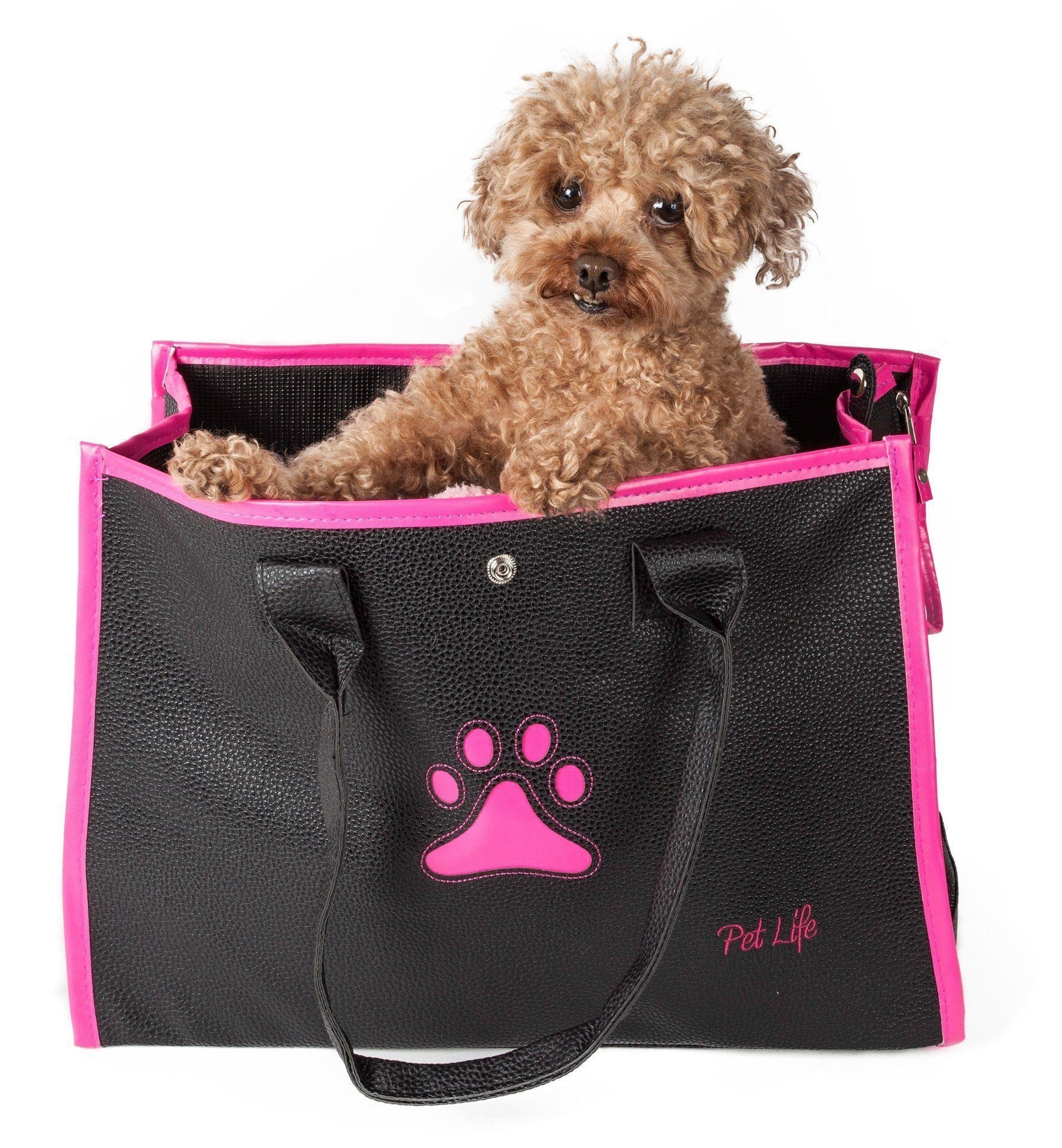 Pet Life ® 'Posh Paw' Elegant Leatherette Designer Fashion Travel Pet Dog Carrier Tote - Image 2