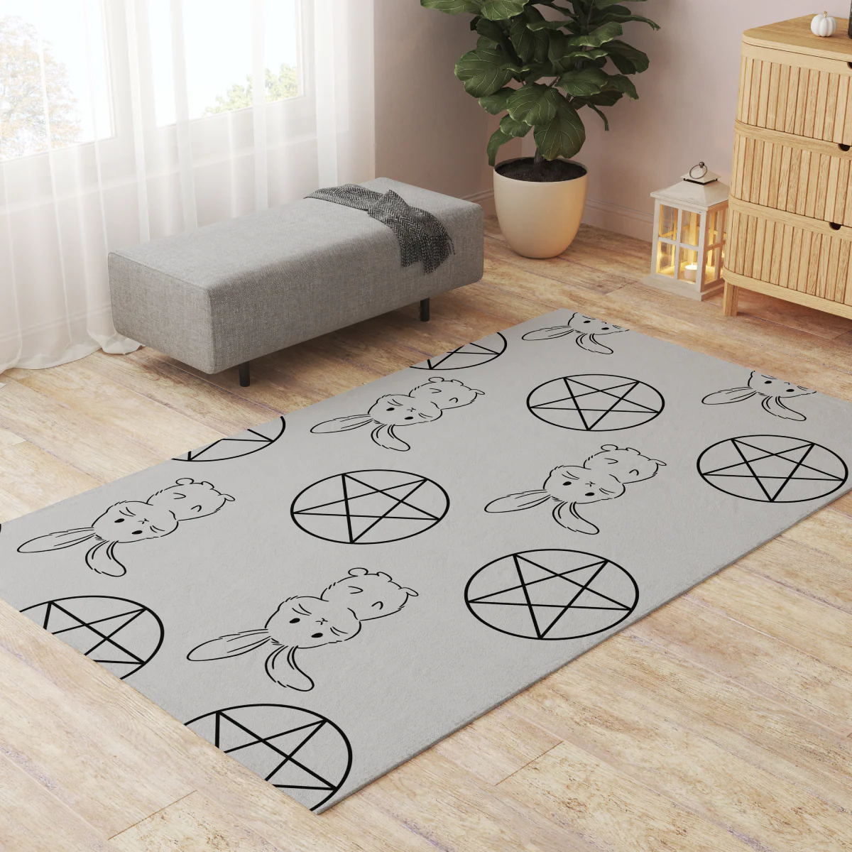 Pet Playpen Floor Mat Rug, Goth Grey