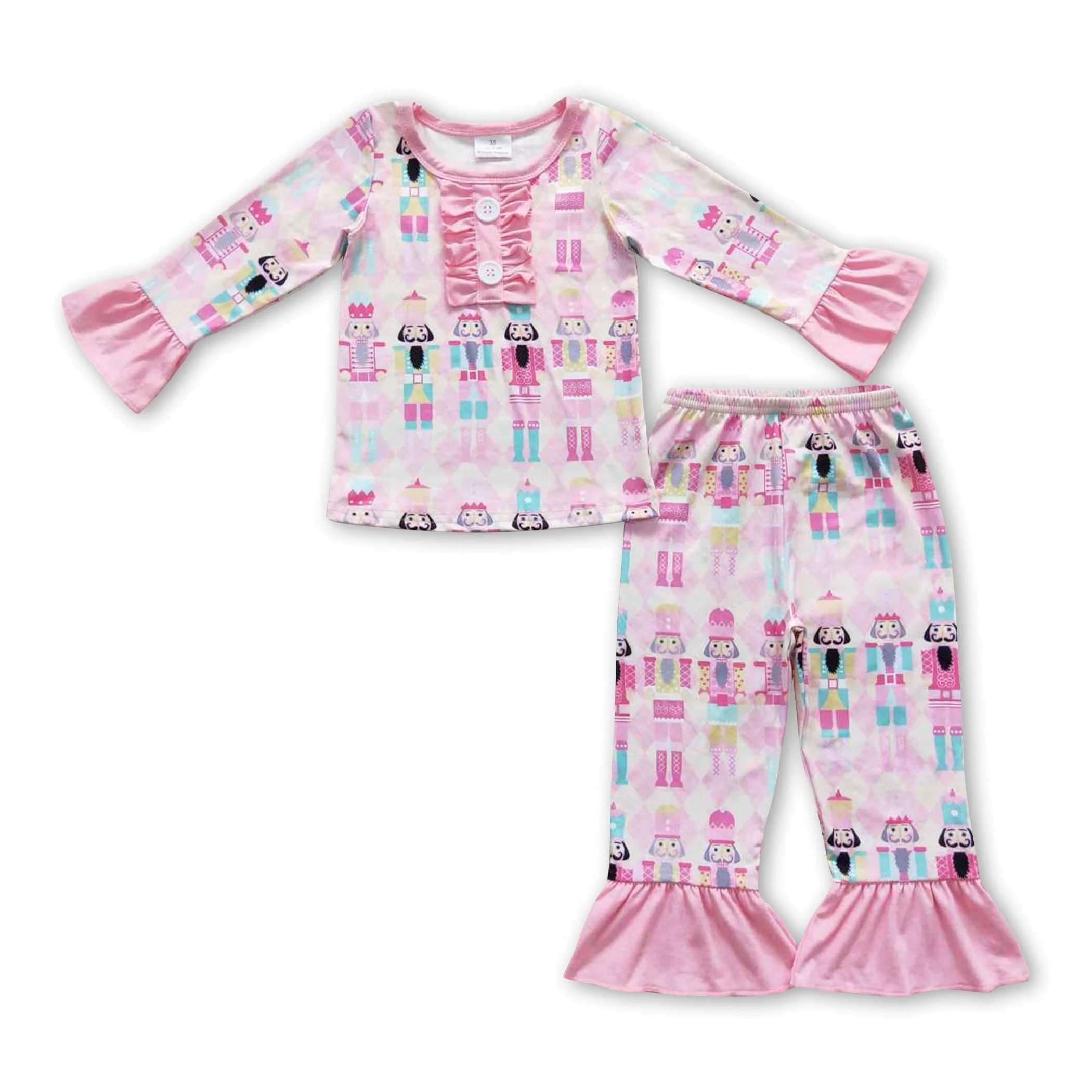 Pink long sleeves ballet girls Christmas pajamas