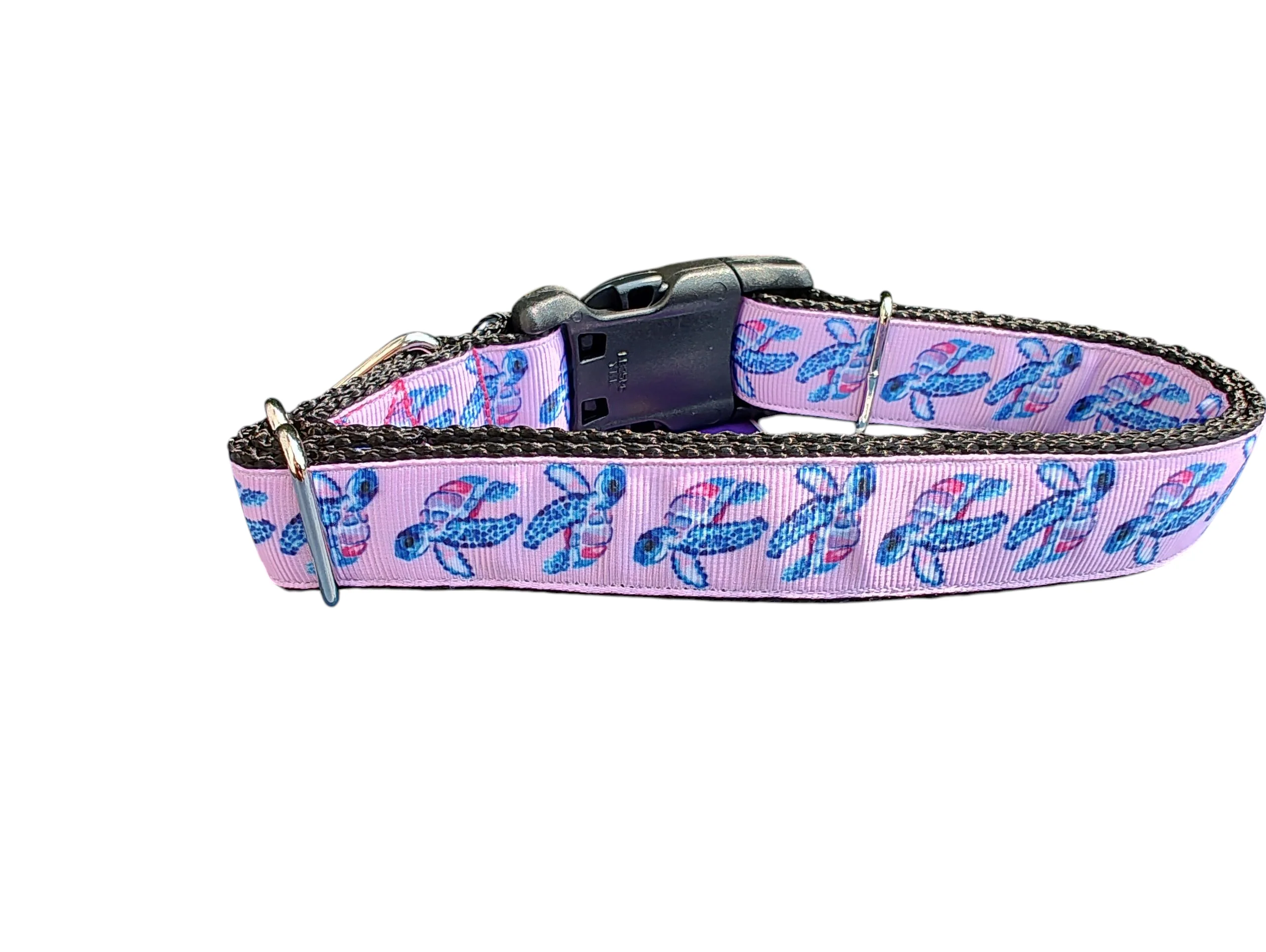 Pink Purple Sea Turtles Nylon Dog Collar