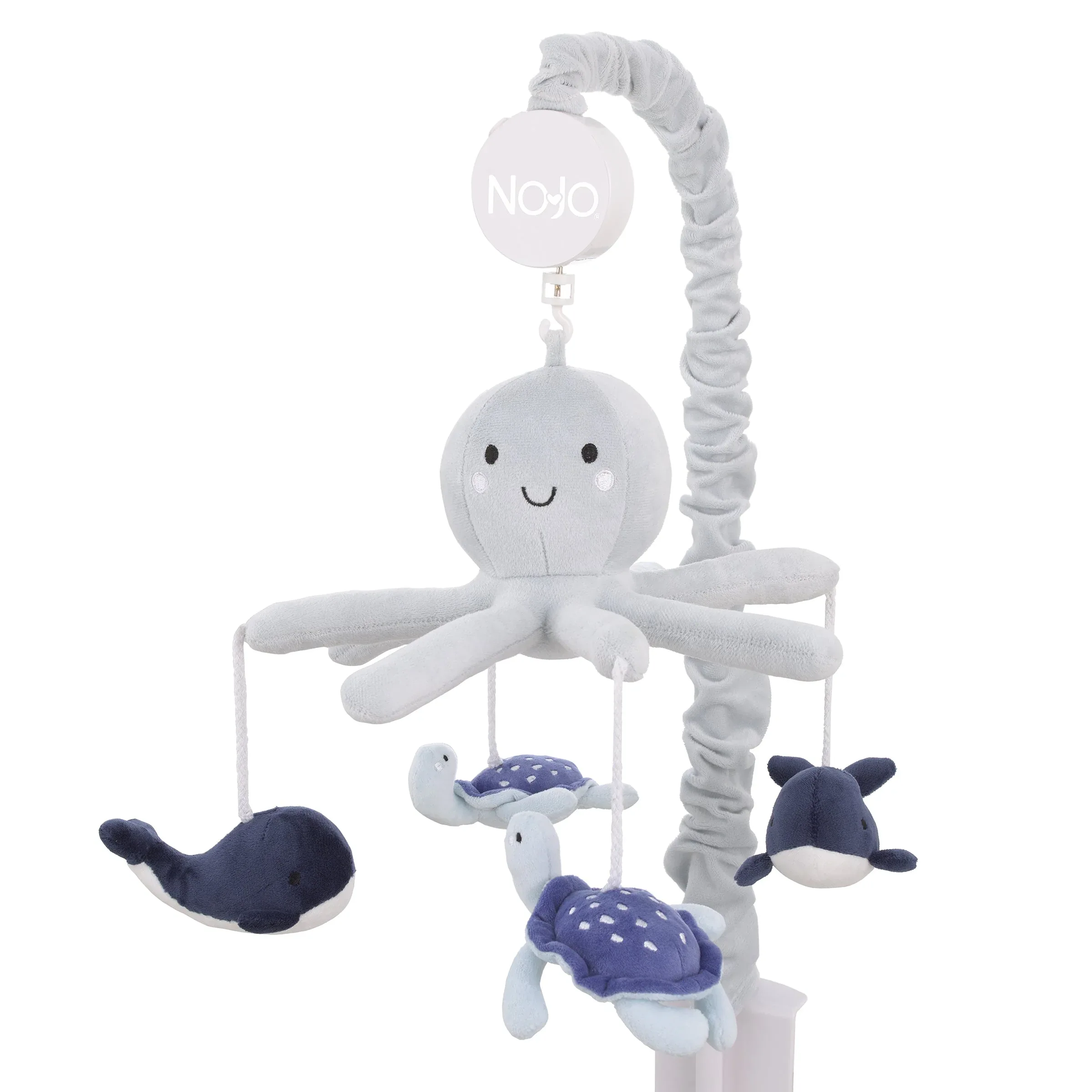 Plush Octopus Gray and Navy Whales and Sea Turtles Musical Mobile