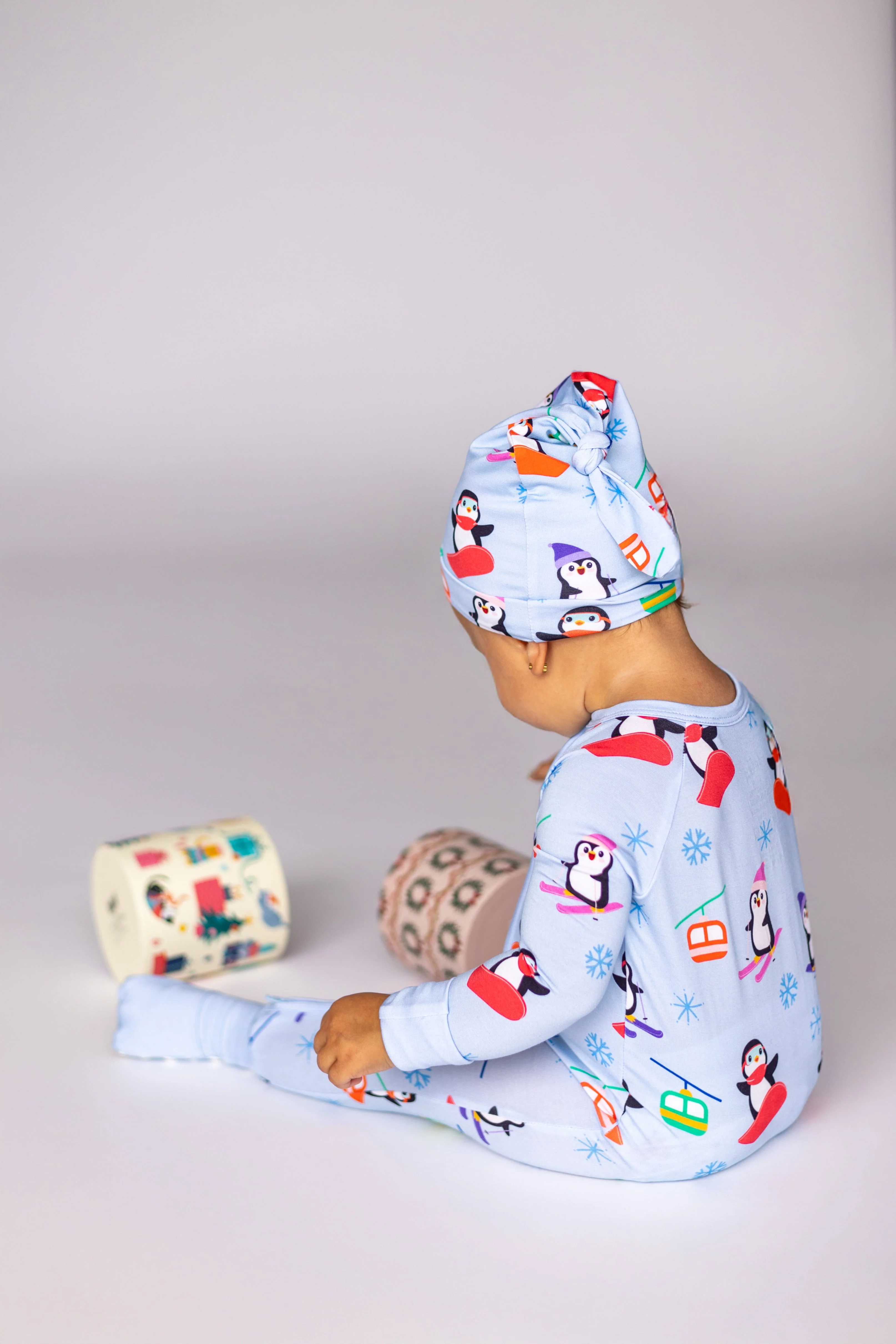 Polar Penguins Top Knot Hat