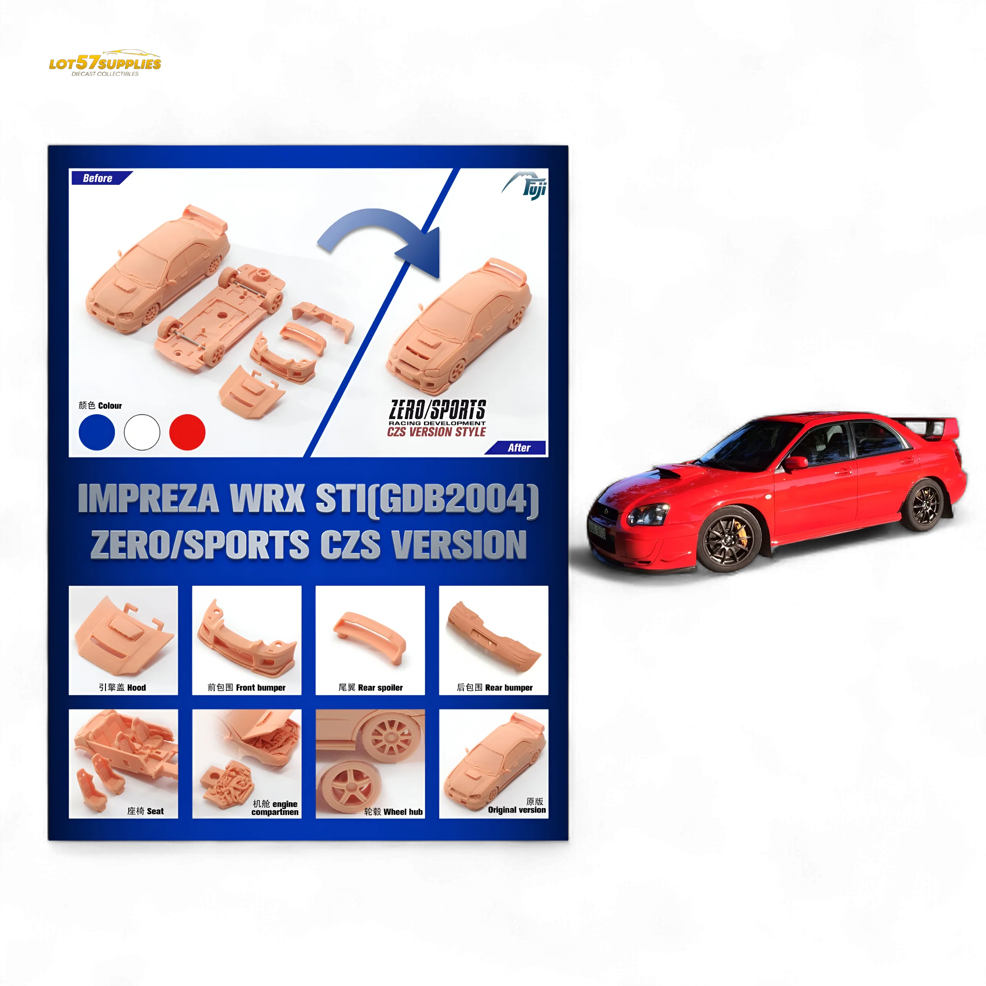 (Pre-Order) Fuji Impreza WRX STi Red 1:64