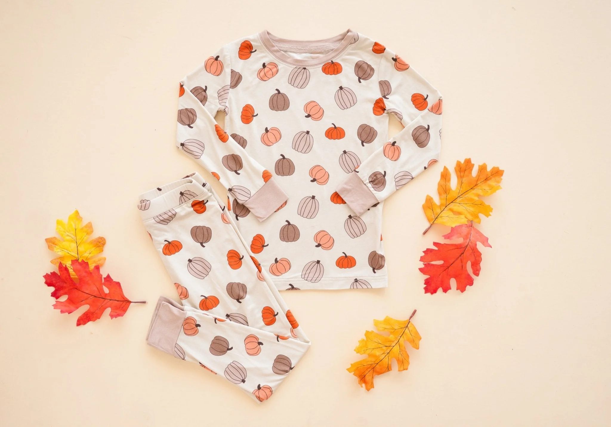 Pumpkins Beige (Women's Long Sleeve PJ) - Image 2