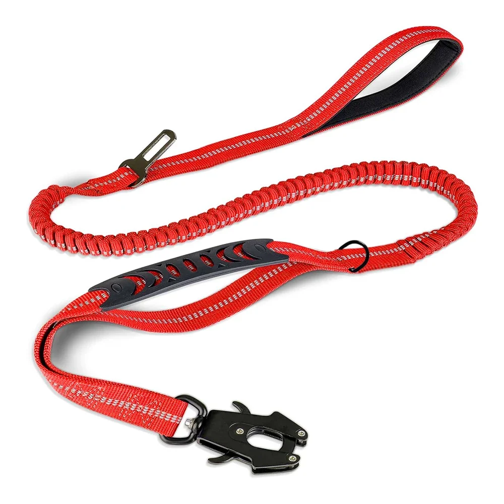 Reflective Shock Absorbing Bungee Dog Leash with Seatbelt Clip - Image 13