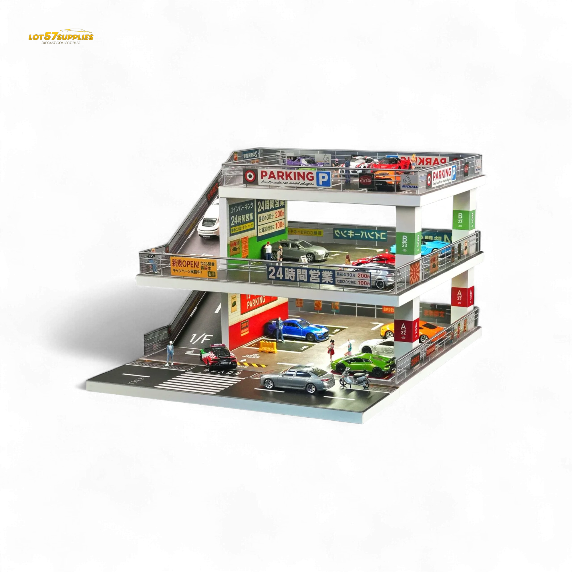 Shou Cang Jia Japanese Ramp Parking Lot Dark Green 1:64 - Image 3