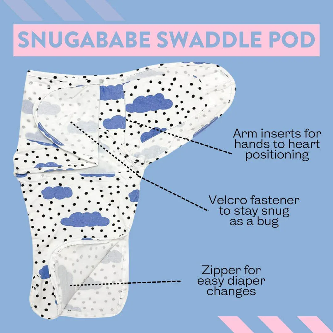 Snugababe Swaddle™ Sleep Pod - Blue Clouds - Image 3